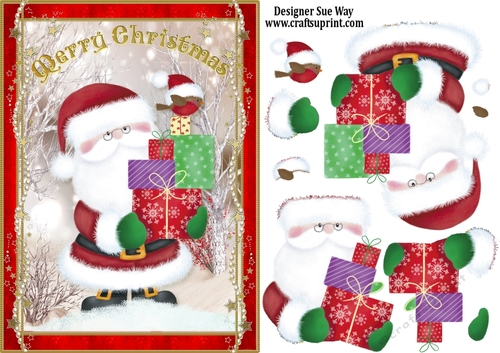 Merry Christmas from Santa A5 Card Front & Decoupage