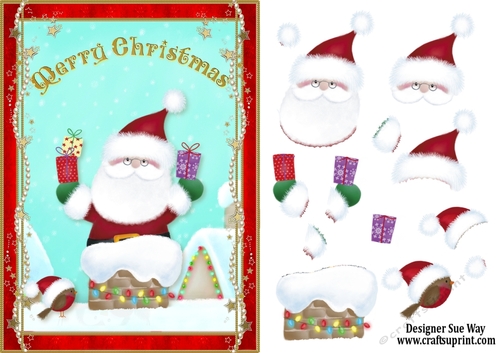 Santas Here! A5 Card Front & Decoupage