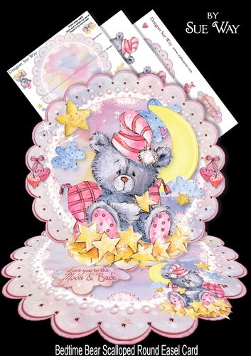 Bedtime Bear Scalloped Round Easel Card