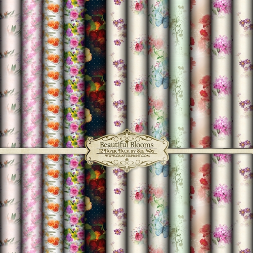 Beautiful Blooms 12 Backing Papers Kit