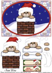 Santa Bear in a Chimney Decoupage