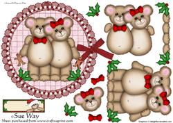 Teddy Bear Christmas Couple Decoupage