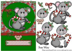 Candy Cane Christmas Mouse Decoupage