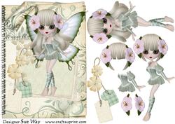 Flowers in Her Hair Fairy Card Front Decoupage