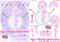 Girly Christmas Snowman Decoupage