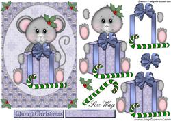 Christmas Mouse with Gift Decoupage