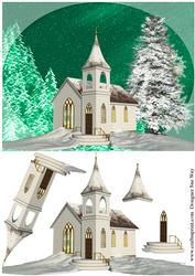 Country Christmas Church Scene