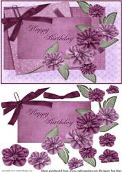 Happy Birthday Flower Quick Card in Lilac