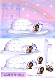 Winter Wishes Eskimo Wonderland Card Front Decoupage