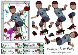 Skater Boy Birthday Card Topper