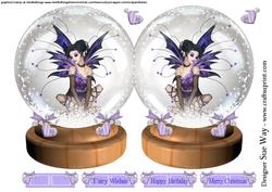 Lilac Fairy Snow Globe Quick Card