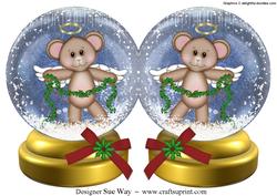 Christmas Angel Bear Snow Globe Quick Card