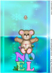 Christmas Noel Teddy Bear Large Over the Edge Quick Card