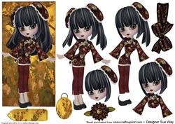 Oriental Screen Girl Decoupage