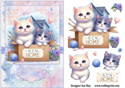 Kittens New Home A5 Card Front and Decoupage