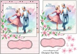 Anniversary Dance A5 Card Front, Topper & Decoupage
