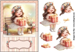 The Birthday Gift A5 Card Front and Decoupage