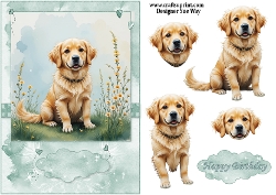 cup1378488_38 Golden Retriever A5 Topper and Decoupage