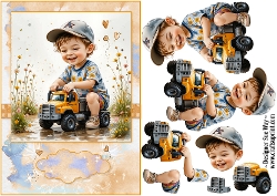 Image of cup328123_38 - Birthday Boys Orange Truck A5 Topper and Decoupage