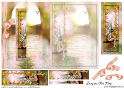Reflection Fairy on a Swing No Cut Fold Back Card