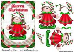 Santa's Little Helper Christmas Elf Girl Decoupage