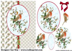 Christmas Robin Card Front Oval Pyramid