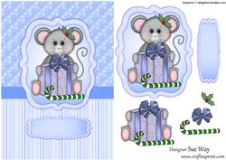 Cute Mouse with Christmas Present Decoupage
