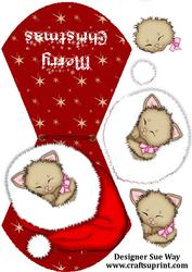 Sleeping Kitten Christmas Wobble Card