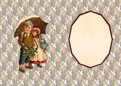 Vintage Christmas Children in the Snow Insert