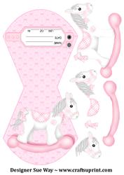 New Baby Girl Rocking Horse with Birth Tag