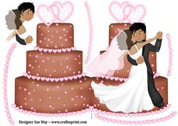 Wedding Cake Dancing Bride and Groom