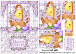 Easter Chick in a Basket Pyramid Card Front