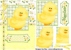 Springtime Easter Chick Card Front and Topper