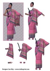Indian Woman in an Elegant Native Pink Sari Decoupage