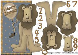 Birthday Lion Over the Side Decoupage