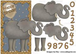 Birthday Elephant Over the Side Decoupage