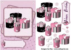 Pretty in Pink Hat Boxes Card Front and Decoupage