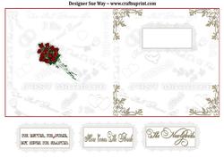 Bridal Rose Bouquet Square Card Base, Invitation or Insert