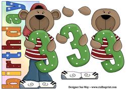 Birthday Boy Bear Age Three Over the Side Decoupage