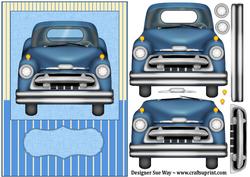 Blue Truck Card Front Decoupage