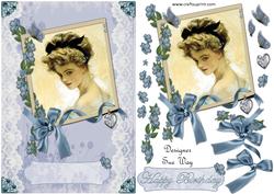 Vintage Lady in Lace Card Front, Topper and Decoupage