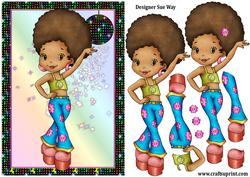 Disco Dancer Card Front Decoupage