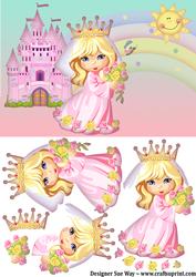 Little Princess and Her Castle Card Front Decoupage