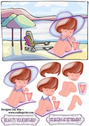 Relax, Beach Birthday or Retirement Large Topper, Decoupage