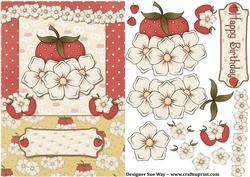 Strawberries and Cream Card Front and Decoupage