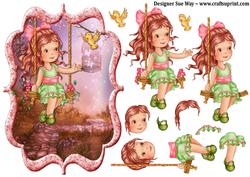 Girl Swings in the Garden~bracket Shape Topper