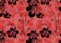 Black Flower on Embossed Red Metal Backing Paper