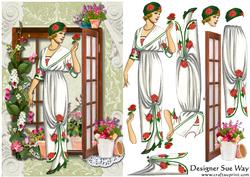 Vintage Lady in Her Garden Decoupage