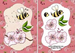 Cherry Bee Fly Bracket Framed Card Front and Decoupage