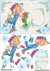 Garden Girl Card Front & Decoupage